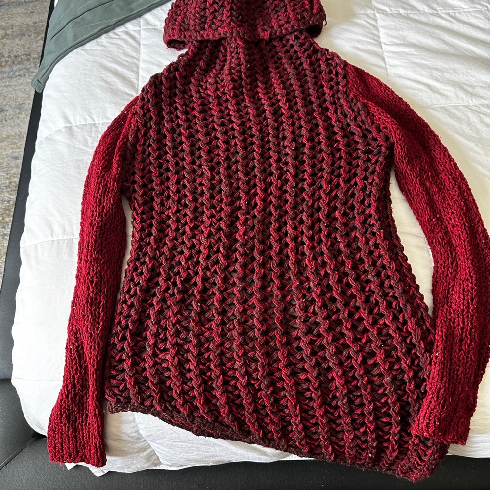 Jean Paul Gaultier Red Turtleneck Sweater with Chunky Knit